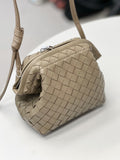 Handcrafted Premium Lambskin Leather Intrecciato Crossbody Bag, Luxury Woven Small Purse