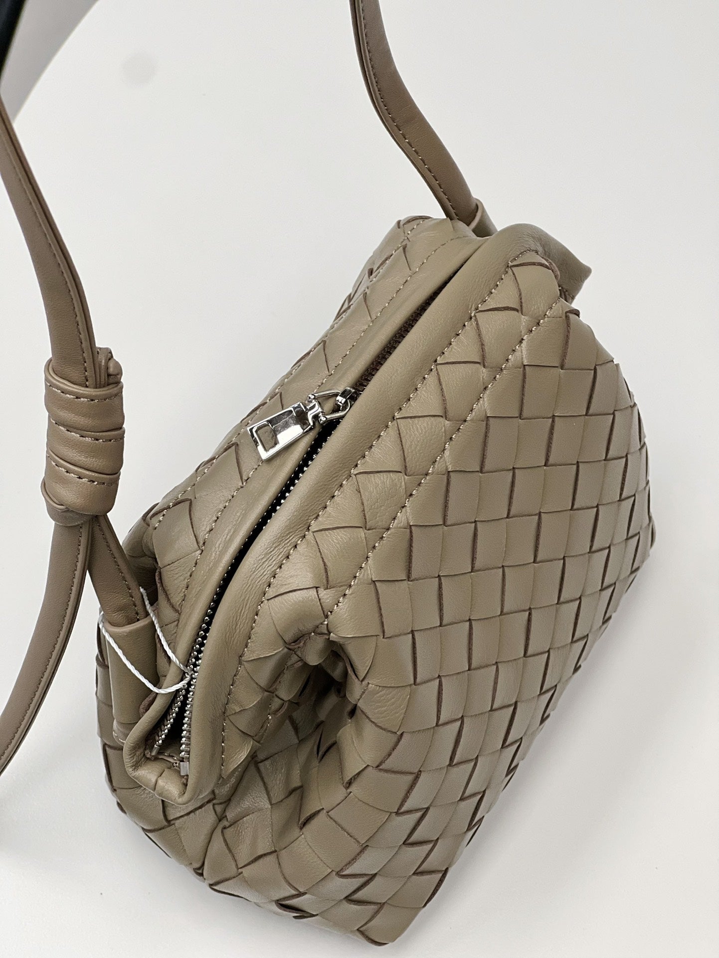 Handcrafted Premium Lambskin Leather Intrecciato Crossbody Bag, Luxury Woven Small Purse