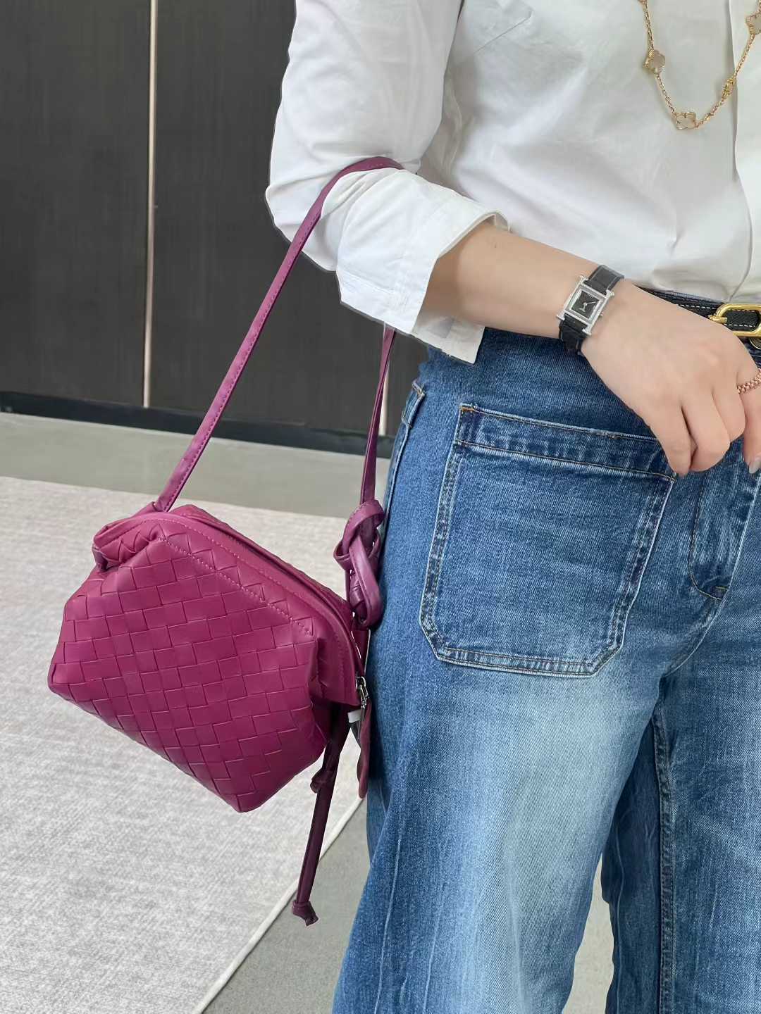 Handcrafted Premium Lambskin Leather Intrecciato Crossbody Bag, Luxury Woven Small Purse