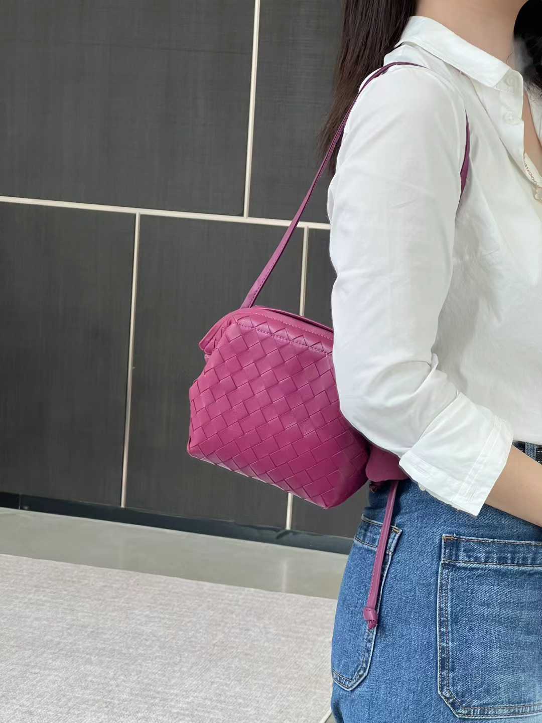 Handcrafted Premium Lambskin Leather Intrecciato Crossbody Bag, Luxury Woven Small Purse