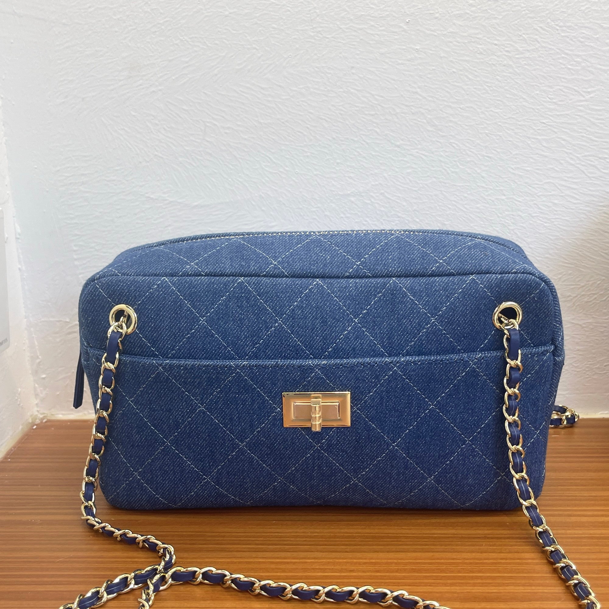 Handcrafted Quilted Suede Cowhide Camera Bag | Women's Chain Shoulder Bag with Turn-Lock Clasp