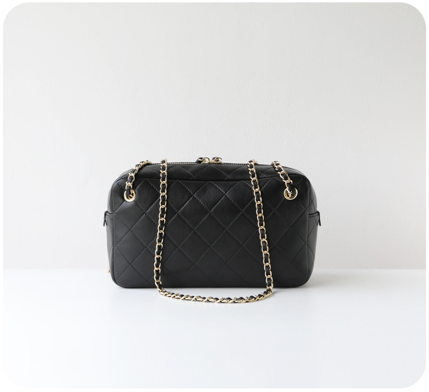 Handcrafted Quilted Suede Cowhide Camera Bag | Women's Chain Shoulder Bag with Turn-Lock Clasp