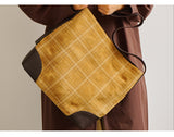 Handcrafted Suede Leather Plaid Tote Bag | Women's Oversized Shoulder & Crossbody Purse