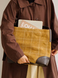 Handcrafted Suede Leather Plaid Tote Bag | Women's Oversized Shoulder & Crossbody Purse