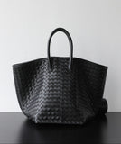 Handcrafted Top-Grain Sheepskin Woven Tote Bag | Women's Luxury Soft Lambskin Leather Bucket Shoulder Bag