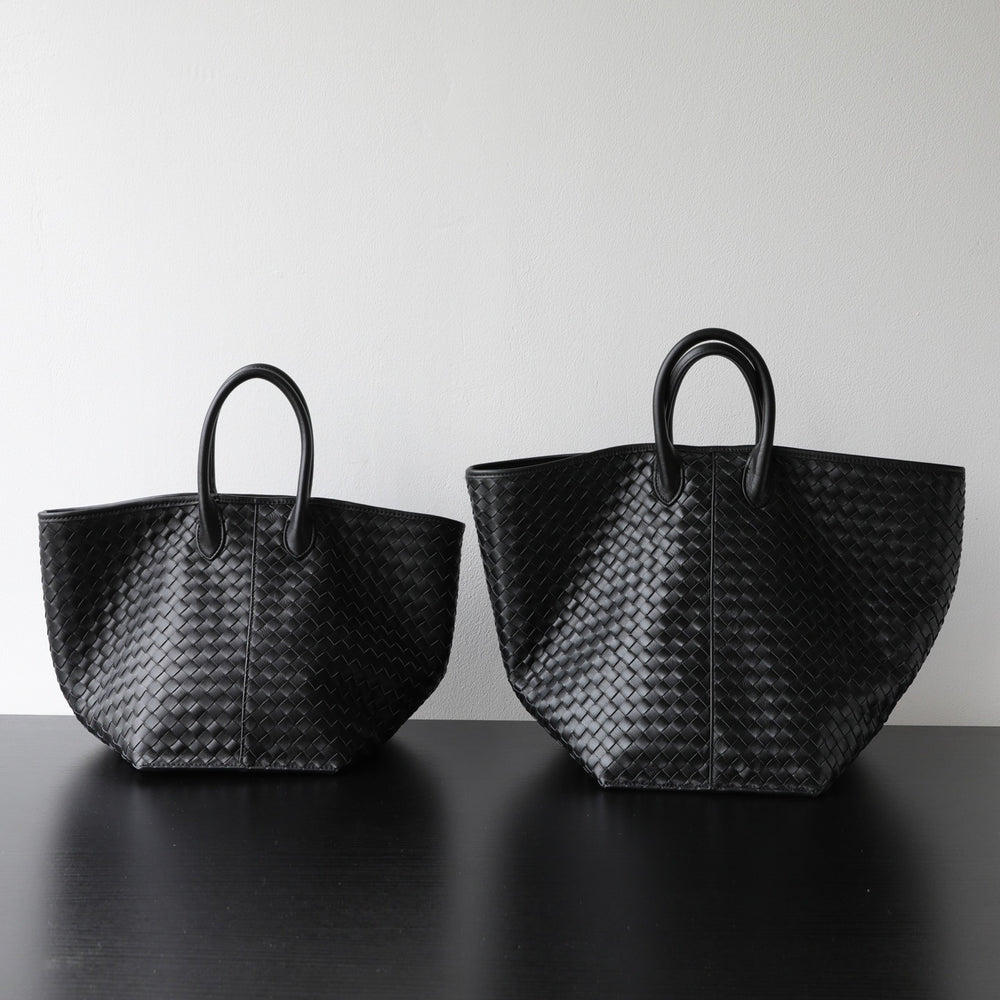 Handcrafted Top-Grain Sheepskin Woven Tote Bag | Women's Luxury Soft Lambskin Leather Bucket Shoulder Bag