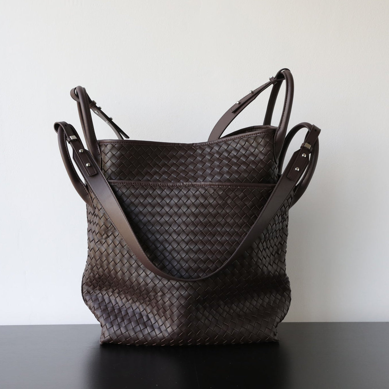 Handcrafted Top-Grain Sheepskin Woven Tote Bag | Women's Luxury Soft Lambskin Leather Bucket Shoulder Bag