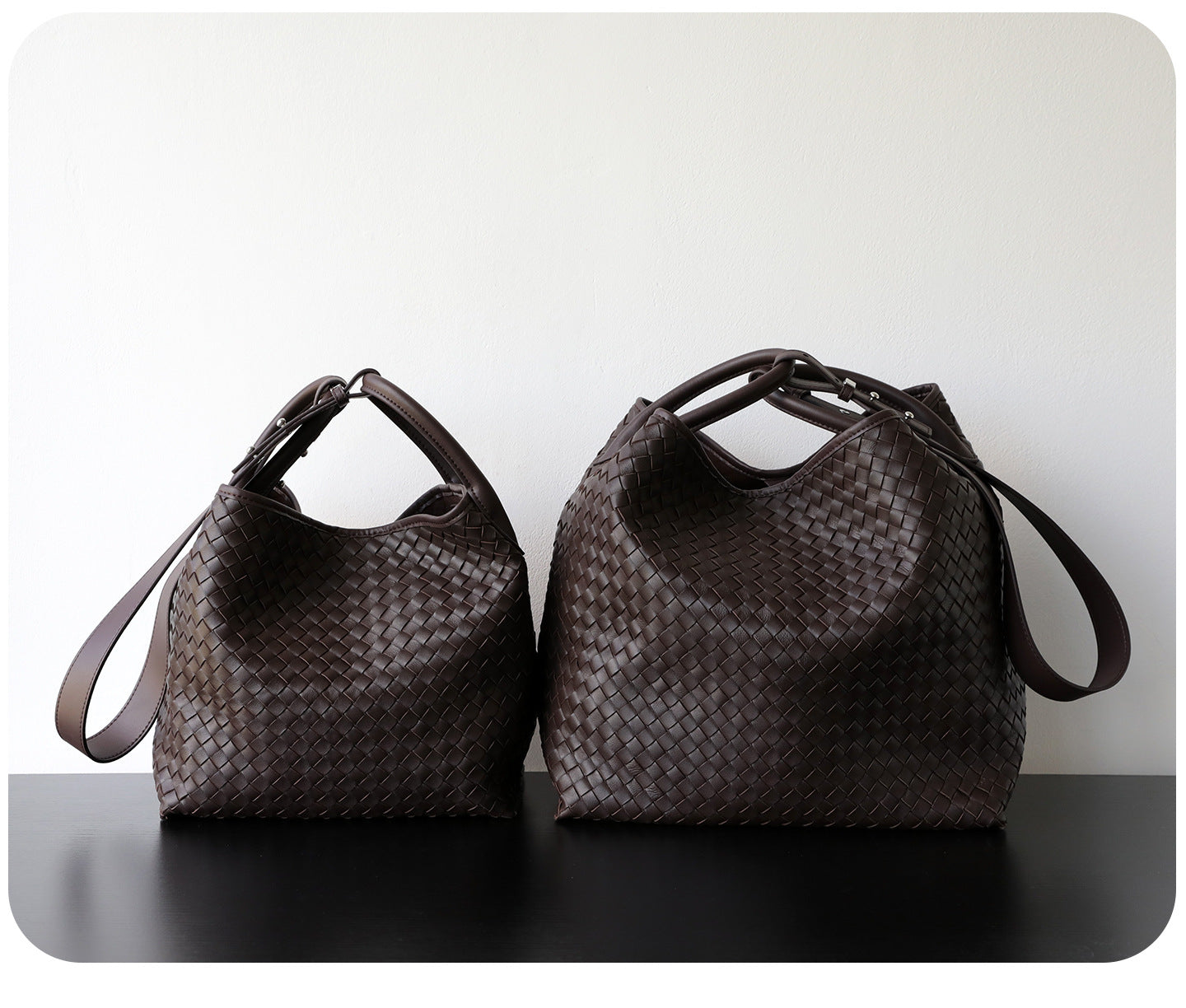 Handcrafted Top-Grain Sheepskin Woven Tote Bag | Women's Luxury Soft Lambskin Leather Bucket Shoulder Bag