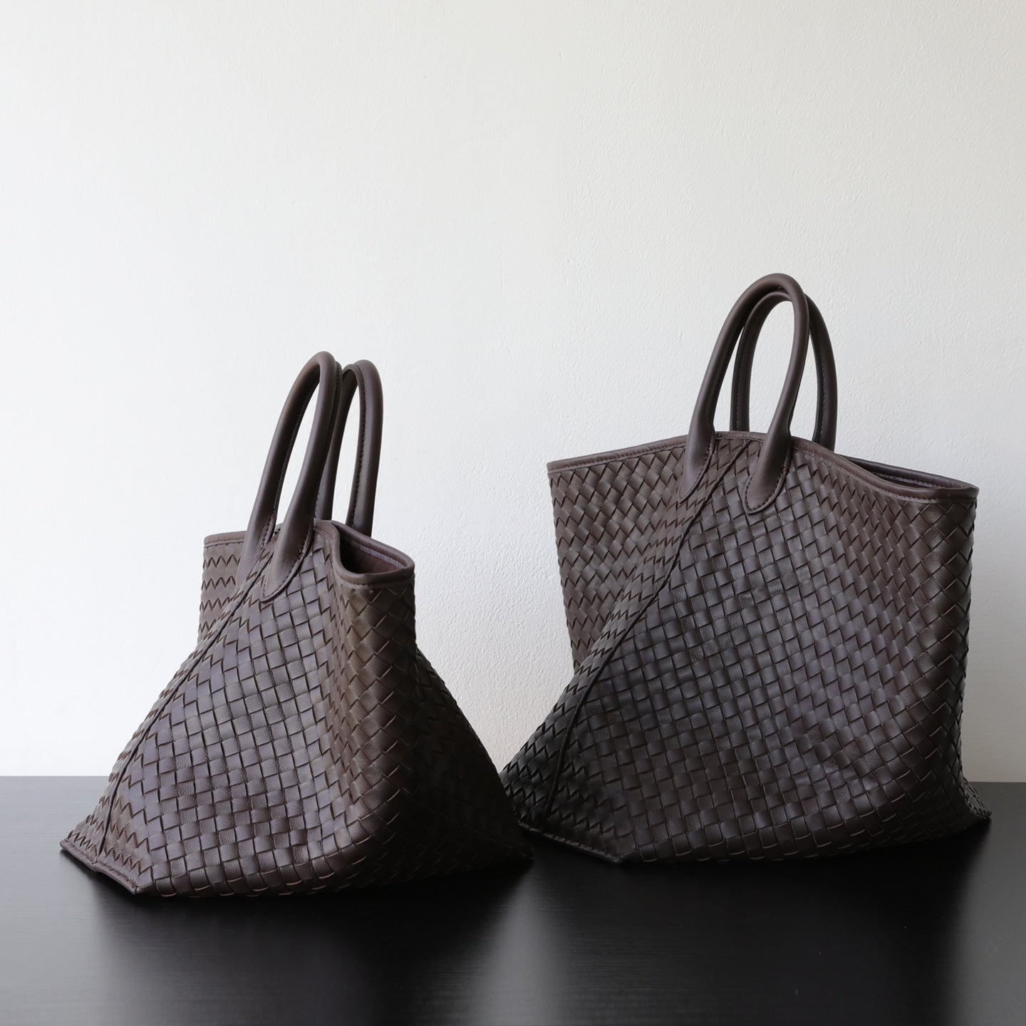 Handcrafted Top-Grain Sheepskin Woven Tote Bag | Women's Luxury Soft Lambskin Leather Bucket Shoulder Bag