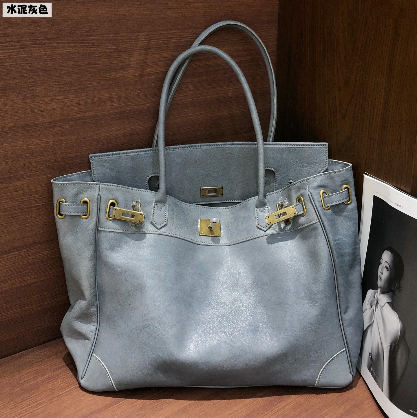 Handcrafted Water-Dyed Cowhide Leather Structured Tote Bag | Women's Vintage Old-Money Style Large Shoulder Bag