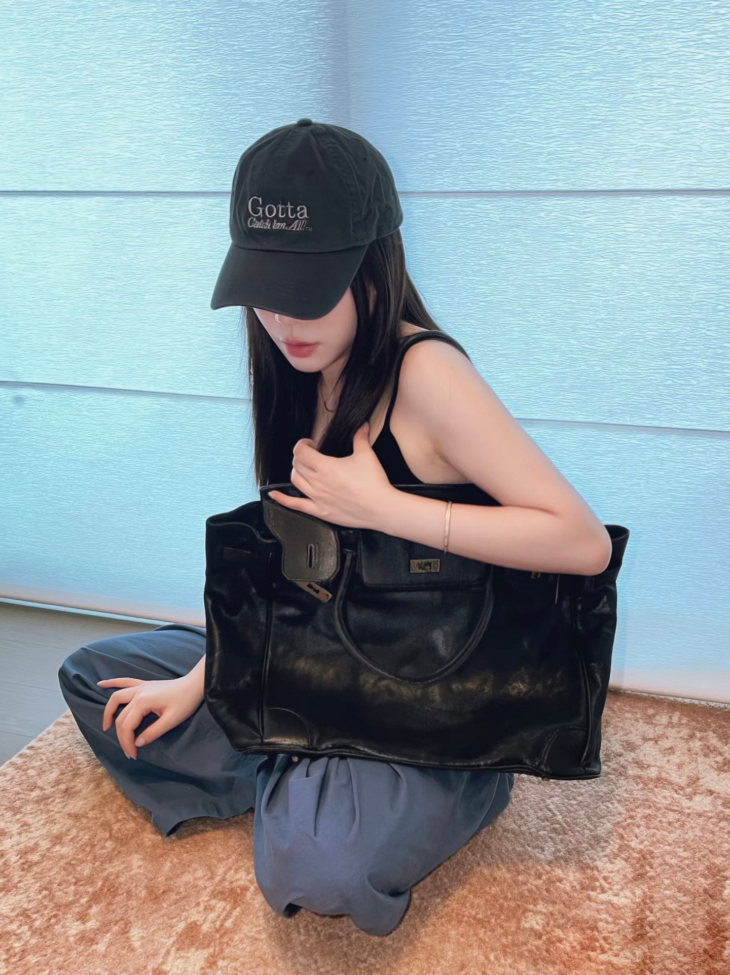Handcrafted Water-Dyed Cowhide Leather Structured Tote Bag | Women's Vintage Old-Money Style Large Shoulder Bag