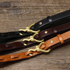Handcrafted Women Leather Retro Black Belt, Women Chic Belt, Skinny Design Belt, Gift for Her/Him, Leather Women's Men's Designer Belt