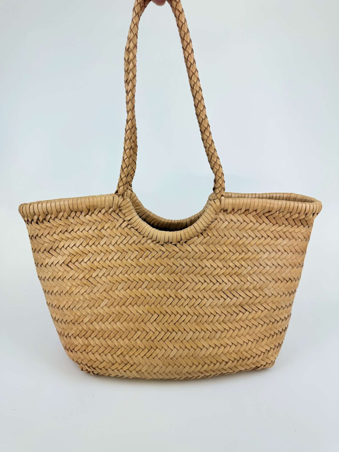 Handcrafted Woven Leather Tote Bag, Full Grain Leather Hand Woven Triple Jump Bamboo Style Ladies HOBO Bag, Summer Holiday Woven Bag