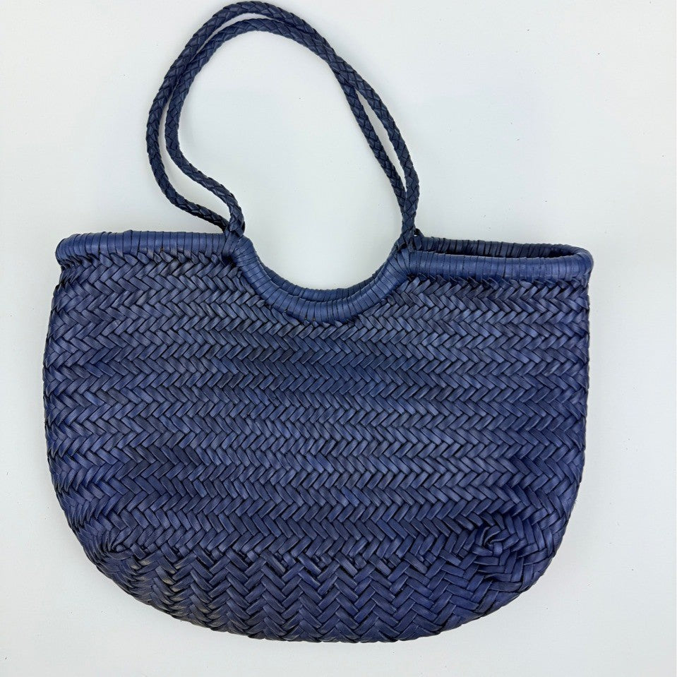 Handcrafted Woven Leather Tote Bag, Full Grain Leather Hand Woven Triple Jump Bamboo Style Ladies HOBO Bag, Summer Holiday Woven Bag