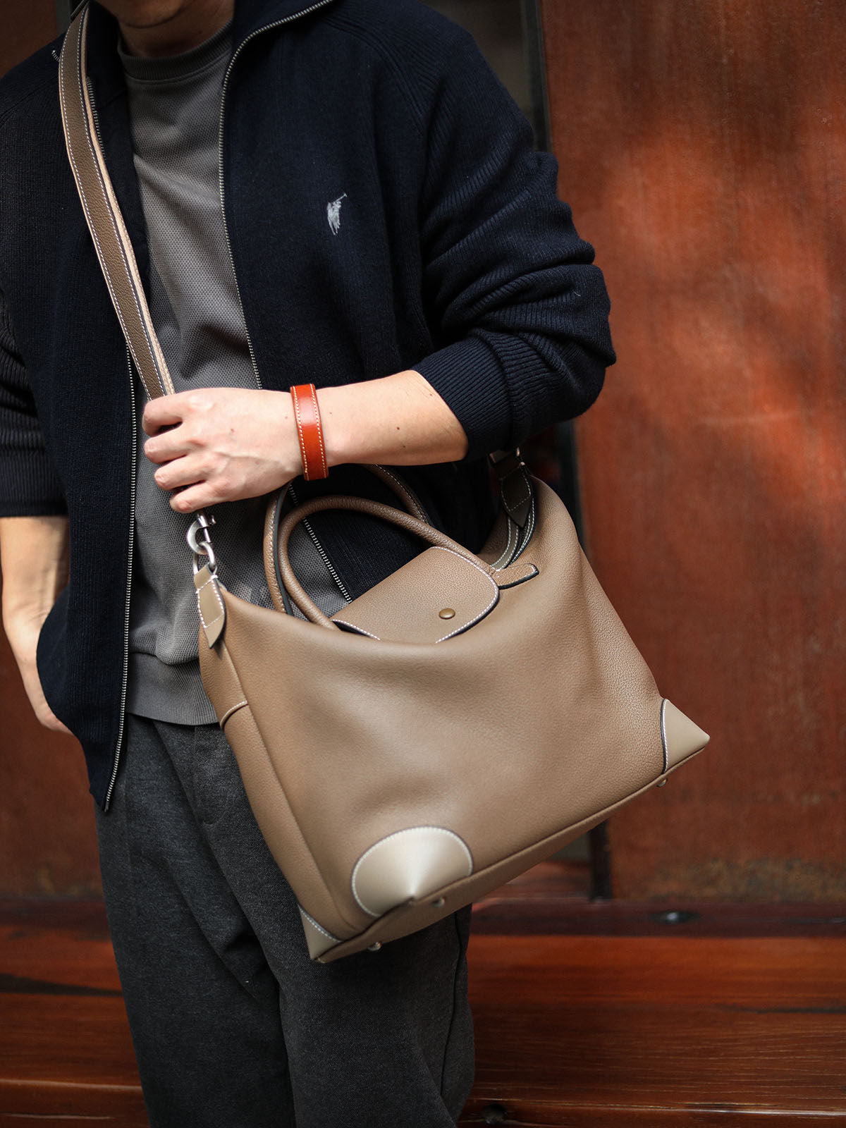 Handmade Black Leather Duffle Bag, Men’s Travel Weekender, Genuine TC Cowhide Business Overnight Bag with Shoulder Strap