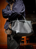 Handmade Black Leather Duffle Bag, Men’s Travel Weekender, Genuine TC Cowhide Business Overnight Bag with Shoulder Strap