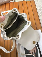 Handmade Cowhide Leather Mini Bamboo Convertible Backpack | Leather Drawstring Shoulder & Handbag for Women