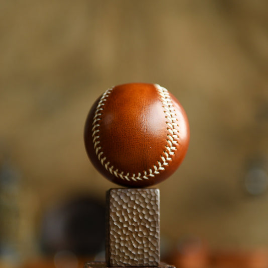 Handmade Cowhide Leather Baseball | 7.5cm Handcrafted Decorative Display Ball | Luxury Leather Baseball Gift