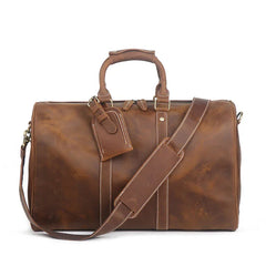 Handmade Full Grain Leather Duffle Bag, Cowhide Large Vacation Travel Bag, Classic Travel Holdall, Lightweight Cabin Luggage, Best Men Gift