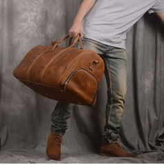 Handmade Crazy Horse Leather Duffle Bag | Full Grain Leather  Large Vacation Travel Bag | Travel Holdall, Lightweight Cabin Luggage, Leather Gym Bag