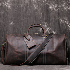 Handmade Crazy Horse Leather Duffle Bag | Full Grain Leather  Large Vacation Travel Bag | Travel Holdall, Lightweight Cabin Luggage, Leather Gym Bag