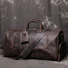 Handmade Crazy Horse Leather Duffle Bag | Full Grain Leather  Large Vacation Travel Bag | Travel Holdall, Lightweight Cabin Luggage, Leather Gym Bag