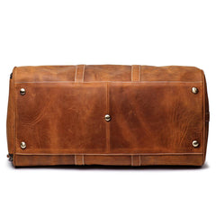Handmade Full Grain Leather Duffle Bag | Cowhide Large Vacation Travel Bag | Travel Holdall, Lightweight Cabin Luggage, Leather Gym Bag