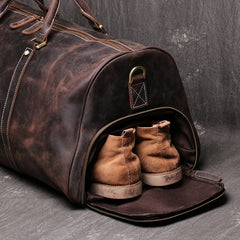 Handmade Crazy Horse Leather Duffle Bag | Full Grain Leather  Large Vacation Travel Bag | Travel Holdall, Lightweight Cabin Luggage, Leather Gym Bag