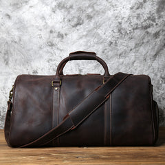 Handmade Crazy Horse Leather Duffle Bag | Full Grain Leather  Large Vacation Travel Bag | Travel Holdall, Lightweight Cabin Luggage, Leather Gym Bag