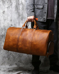 Handmade Crazy Horse Leather Duffle Bag | Full Grain Leather  Large Vacation Travel Bag | Travel Holdall, Lightweight Cabin Luggage, Leather Gym Bag