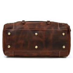 Handmade Full Grain Leather Duffle Bag with shoe Compartment Large Weekend Bag Vacation Holidays Travel Bag Best Men Gift Dark Brown