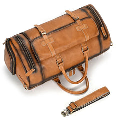 Handmade Full Grain Leather Duffle Bag with shoe Compartment Large Weekend Bag Vacation Holidays Travel Bag Best Men Gift Dark Brown