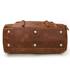 Handmade Full Grain Leather Duffle Bag with shoe Compartment Large Weekend Bag Vacation Holidays Travel Bag Best Men Gift Dark Brown