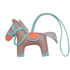 Handmade Genuine Sheepskin Horse Charm, Hand-Stitched Sheepskin Bag Pendant with Tassel, Car Keychain & Rearview Mirror Decor