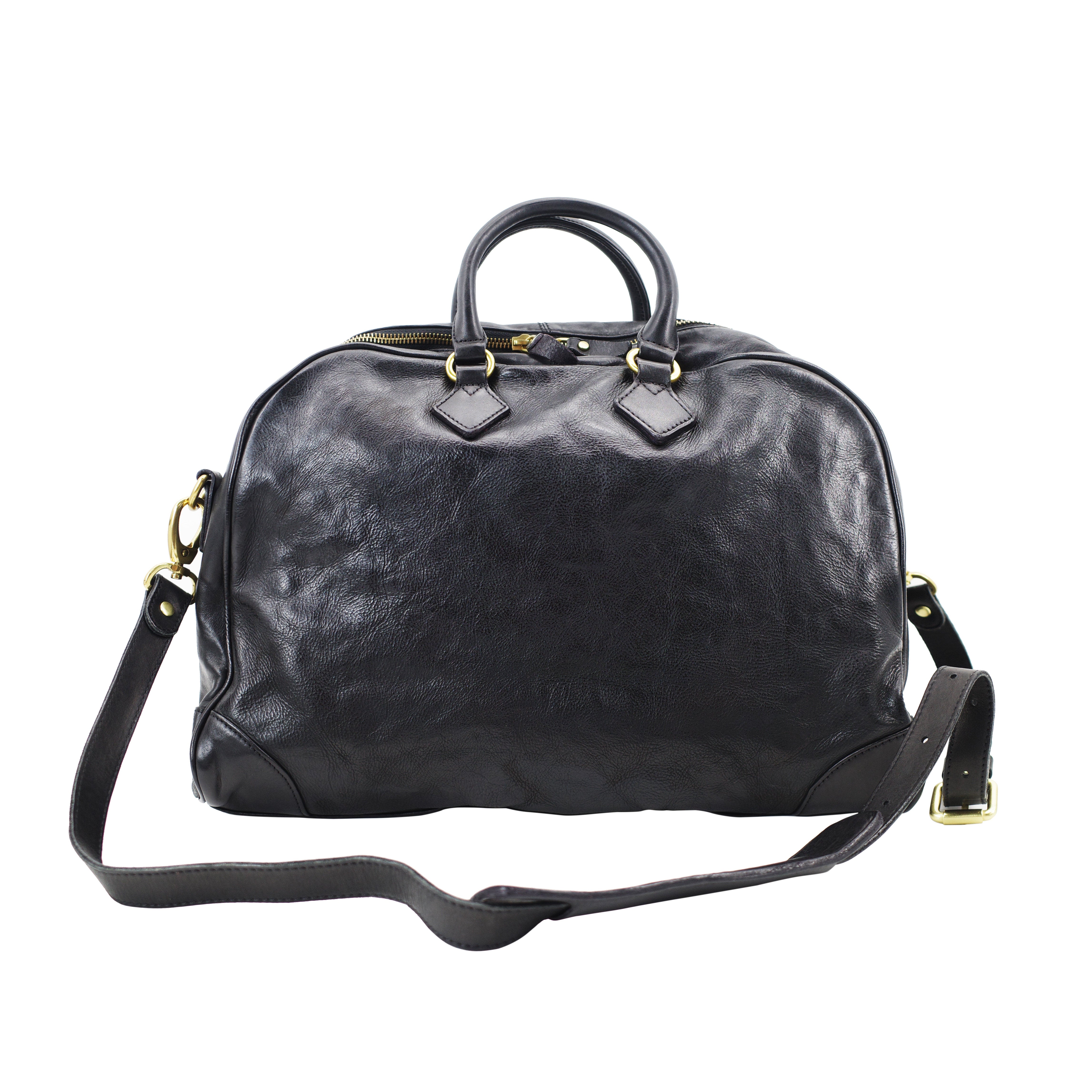 Handmade Italian Full-Grain Leather Vintage Duffle Bag – Solid Brass Hardware | Weekend Travel Bag with Detachable Shoulder Strap