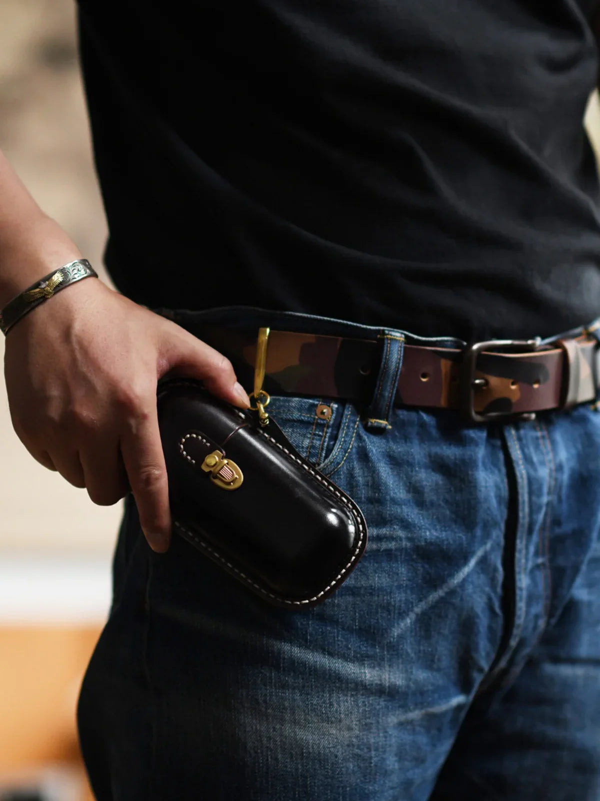 Handmade Leather Glasses Pouch, Cool Eyeglass Cases With Belt Clip, Vintage Hard Eyeglass Cases for Women & Men