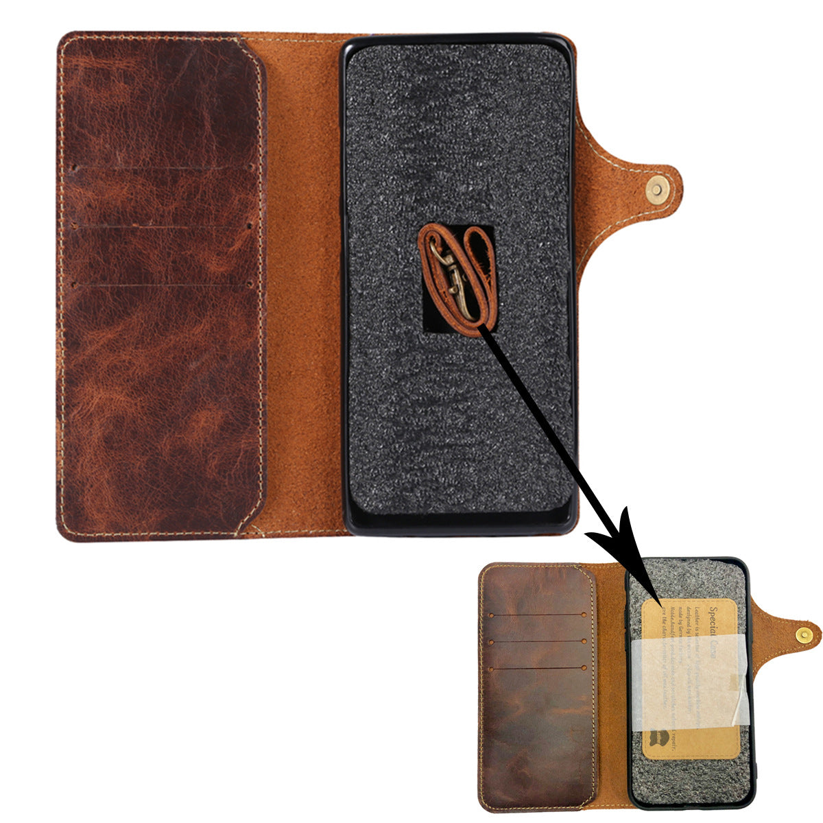 Handmade Leather iPhone and Samsung Case: Vintage Style Phone Cases, Card Slots & Strap