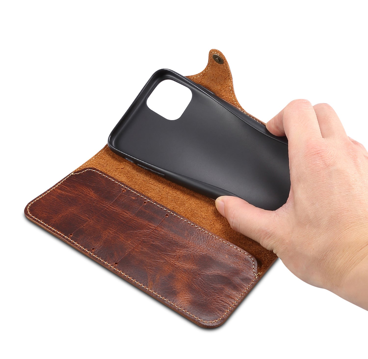 Handmade Leather iPhone and Samsung Case: Vintage Style Phone Cases, Card Slots & Strap