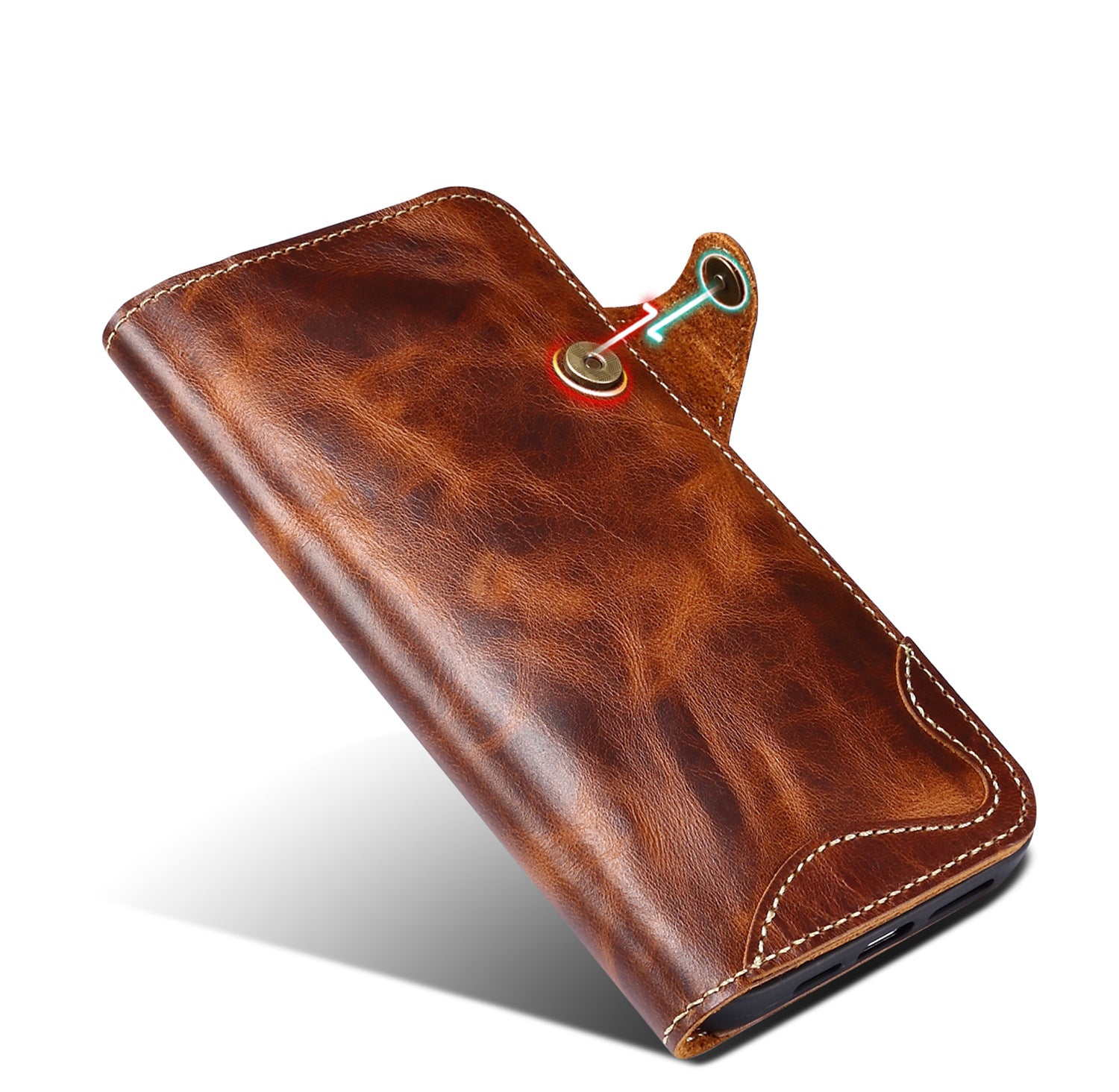 Handmade Leather iPhone and Samsung Case: Vintage Style Phone Cases, Card Slots & Strap