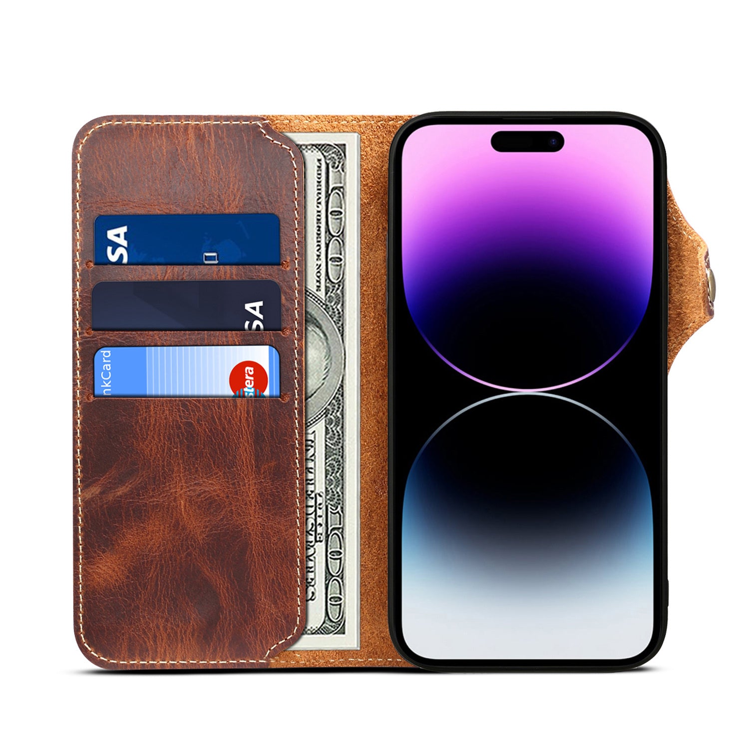 Handmade Leather iPhone and Samsung Case: Vintage Style Phone Cases, Card Slots & Strap