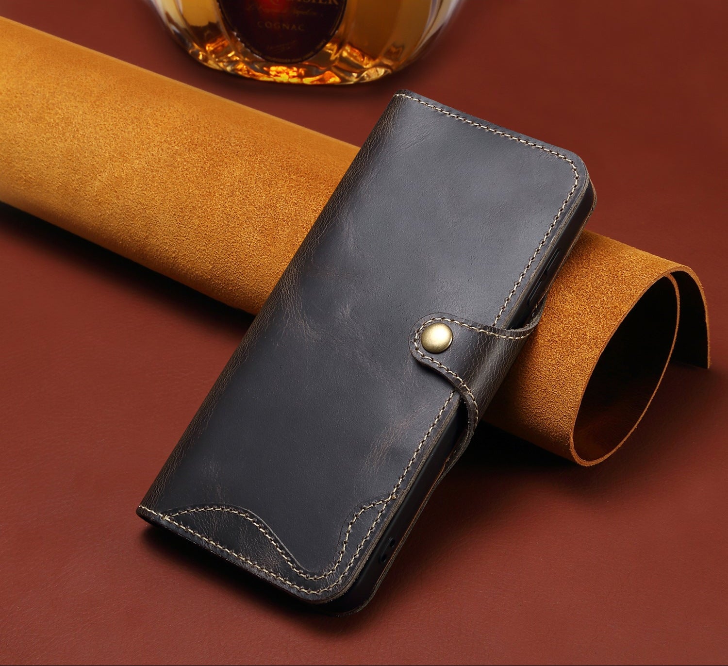 Handmade Leather iPhone and Samsung Case: Vintage Style Phone Cases, Card Slots & Strap