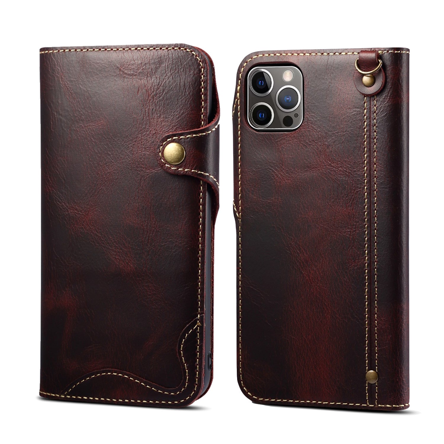 Handmade Leather iPhone and Samsung Case: Vintage Style Phone Cases, Card Slots & Strap