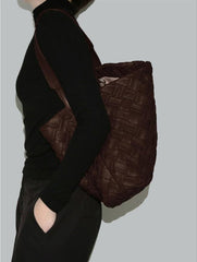 Handmade Soft Vegan Leather Woven Tote Bag for Women, Large Minimalist Commuter Shoulder Bag with Inner Pouch