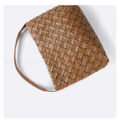 Handmade Soft Vegan Leather Woven Tote Bag for Women, Large Minimalist Commuter Shoulder Bag with Inner Pouch