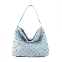 Handmade Soft Vegan Leather Woven Tote Bag for Women, Large Minimalist Commuter Shoulder Bag with Inner Pouch