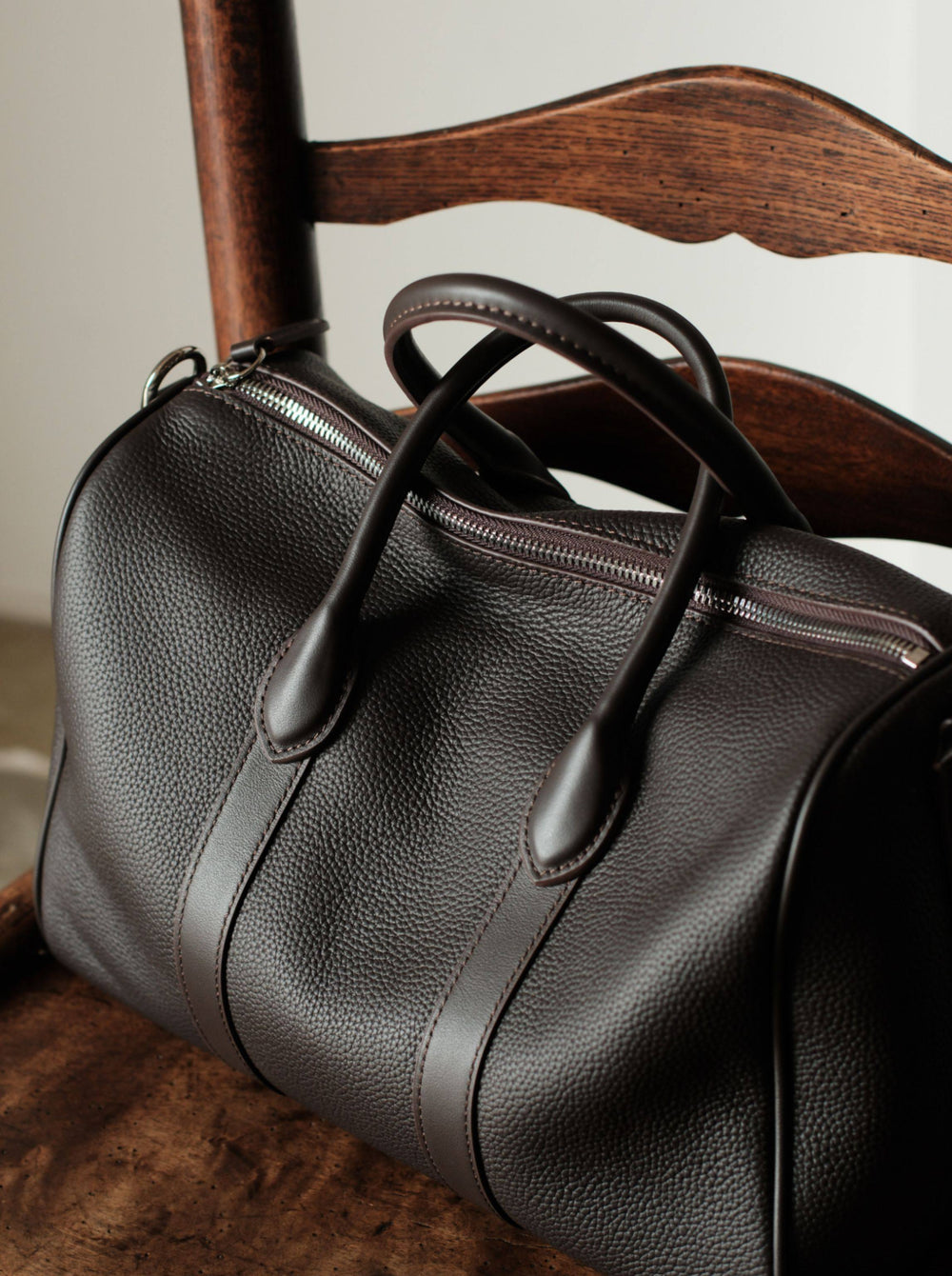 Handmade Top Grain Leather Bag, Luxury Boston Satchel & Crossbody Bag for Traveling, Best Everyday Carry Bag for Women Ebony