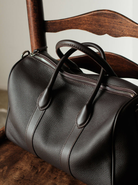 Handmade Top Grain Leather Bag, Luxury Boston Satchel & Crossbody Bag for Traveling, Best Everyday Carry Bag for Women Ebony