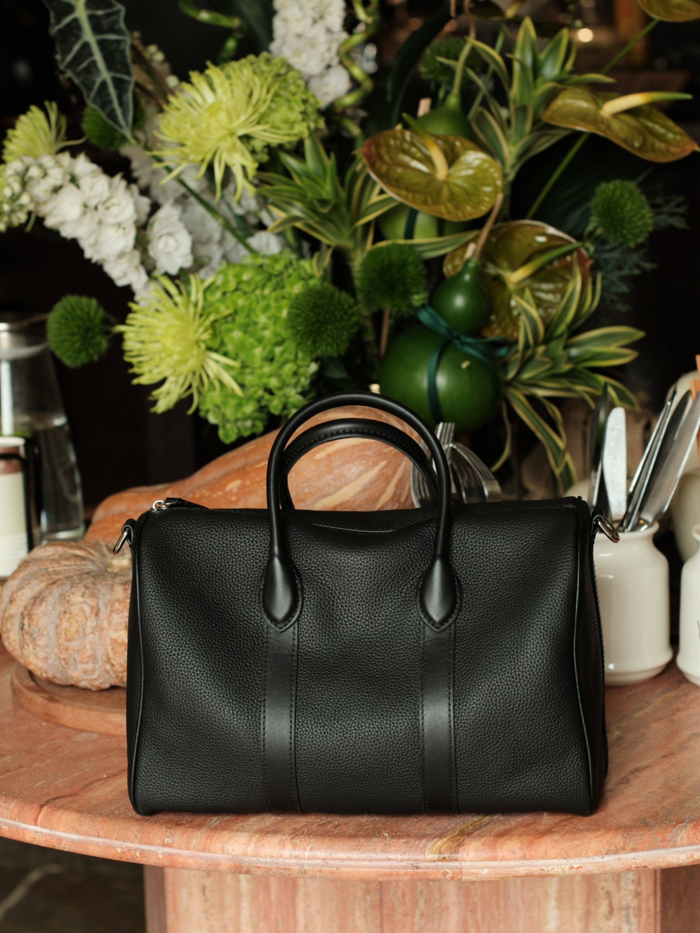 Handmade Top Grain Leather Bag, Luxury Boston Satchel & Crossbody Bag for Traveling, Best Everyday Carry Bag for Women Black