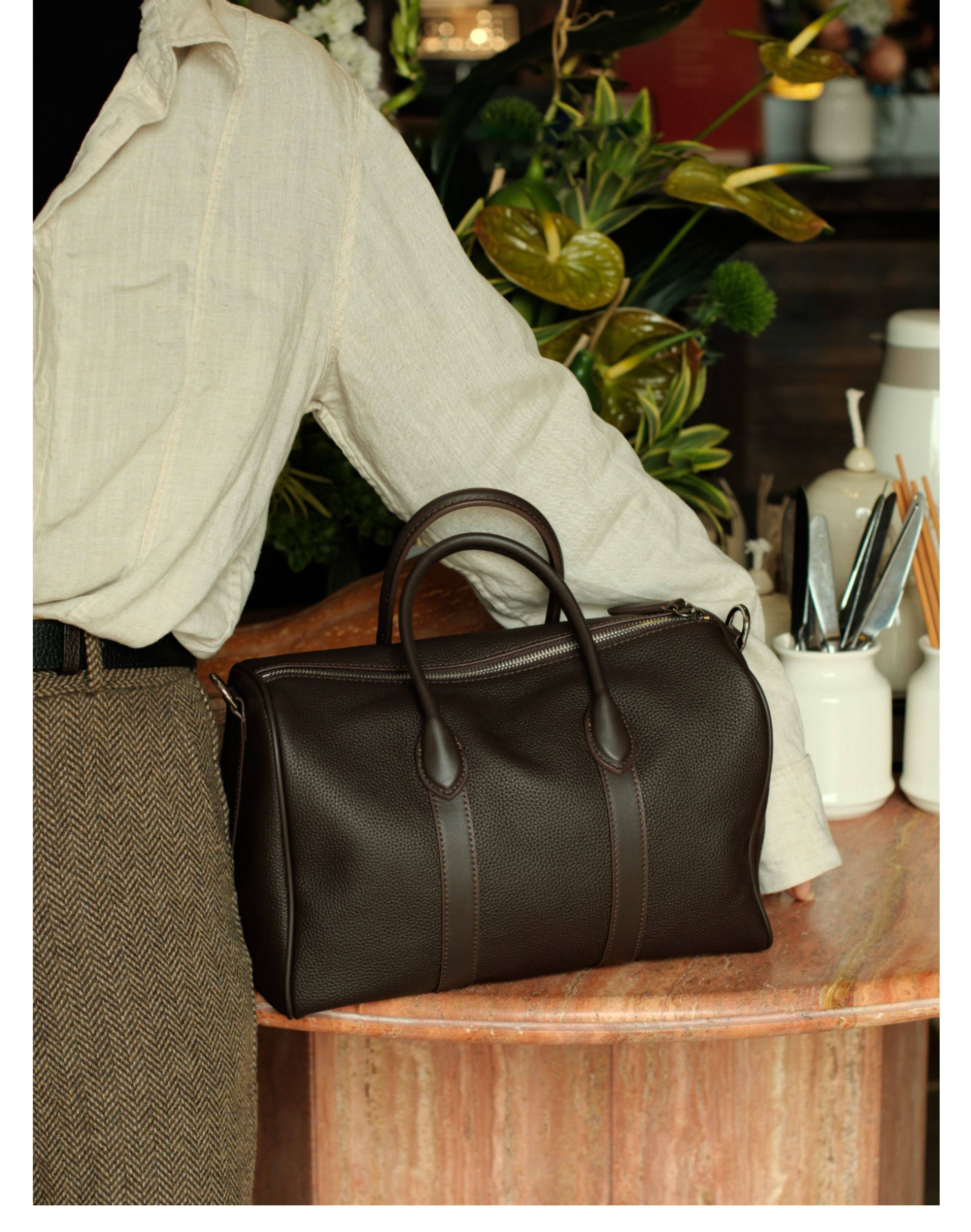 Handmade Top Grain Cowhide Leather Boston Bag | Crossbody & Satchel