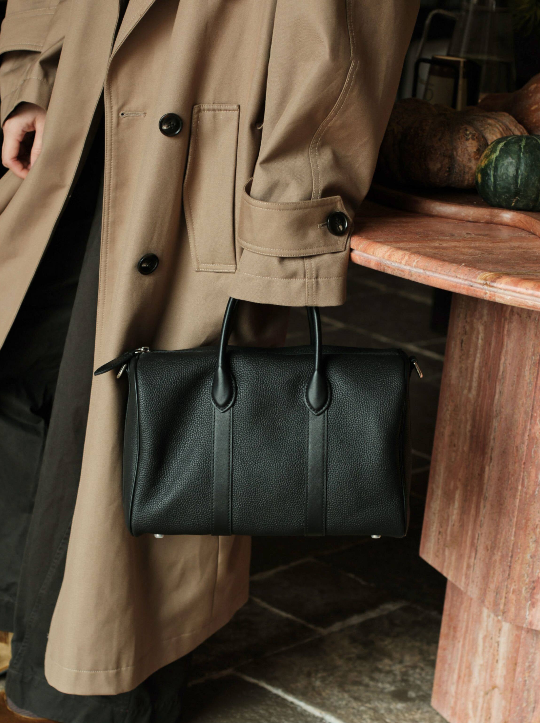 Handmade Top Grain Leather Bag, Luxury Boston Satchel & Crossbody Bag for Traveling, Best Everyday Carry Bag for Women Black